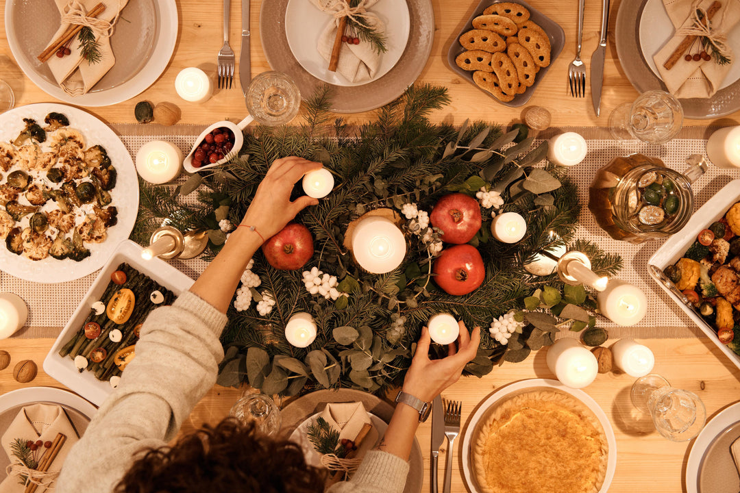 table set up for christmas